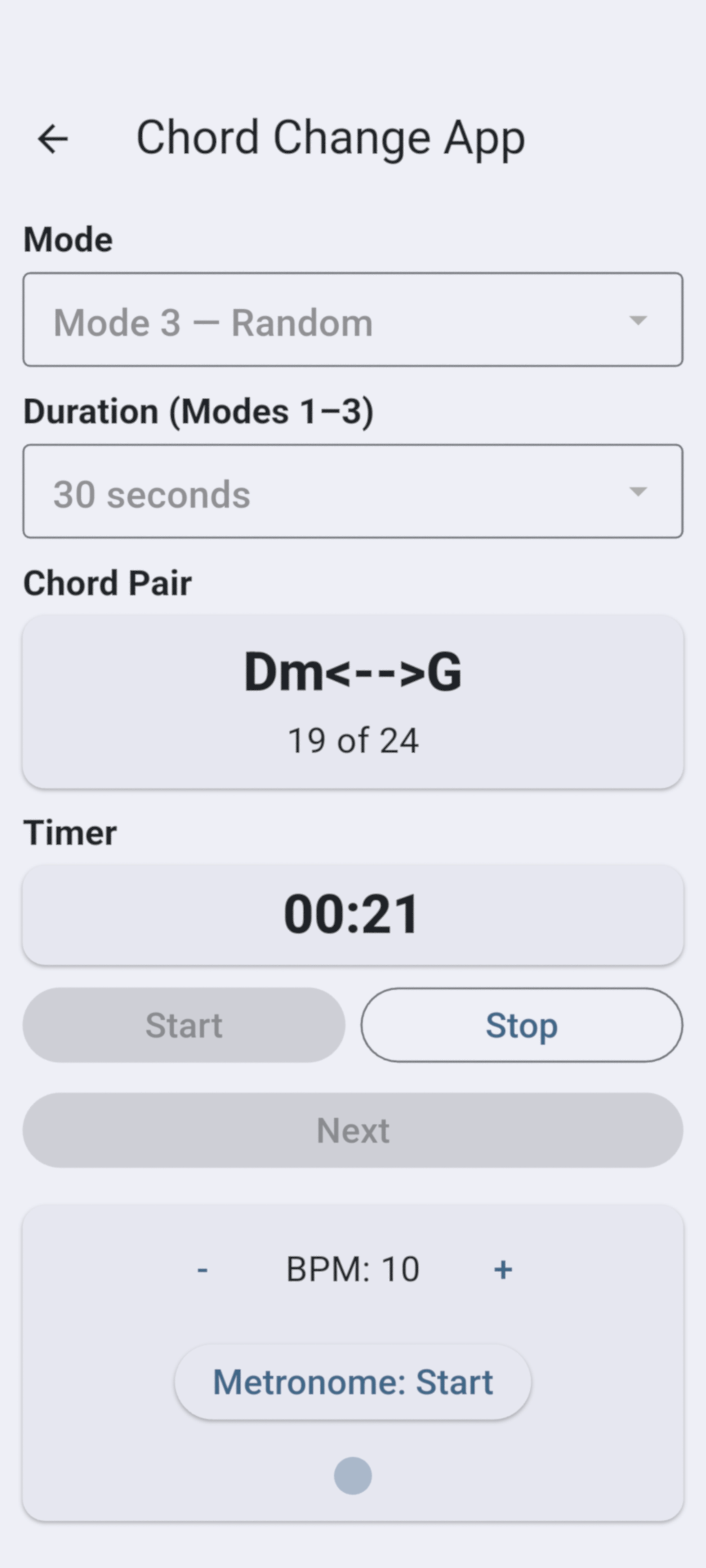 Chord Change Trainer screenshot