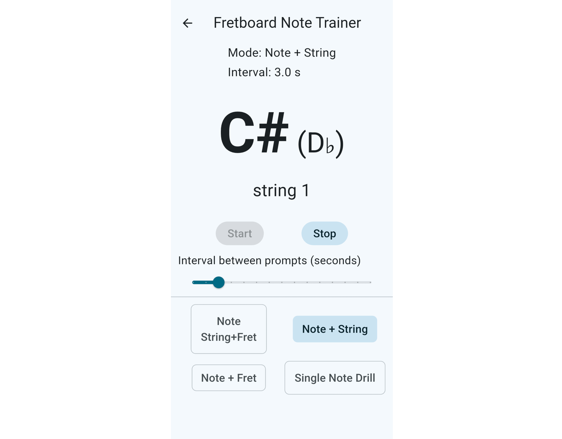 Fretboard Note Trainer guitar app screenshot