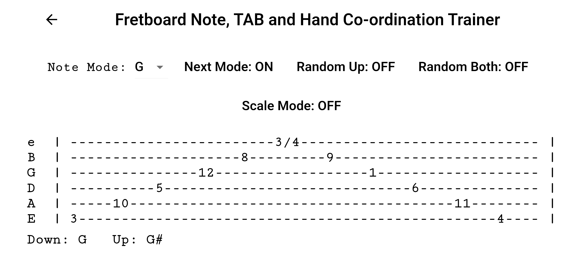 Fretboard Note & TAB Trainer screenshot